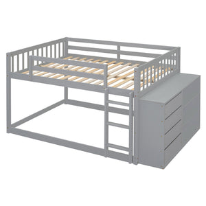 English Elm Full Over Bunk Bed with Four Drawers Three Shelves Pine and Mdf Kids Frame Gray LT000267AAE-1