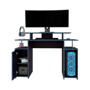 English Elm Arimo Ergonomic Gaming Desk with Large Top, Cabinet & CPU Stand — Durable Black Office Workstation B092P306235
