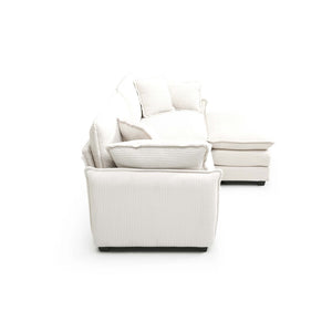 English Elm Two-Seater L-Shaped Sofa With Ottoman, Plush Beige Corduroy For Stylish Small Spaces And Comfort W714S00683-GIGA