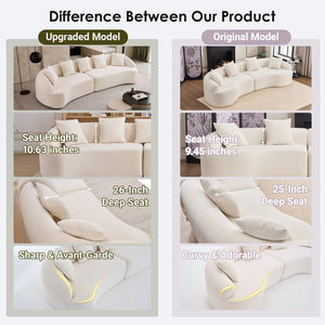 English Elm Compression Foam Curved Sectional Chenille Sleeper Sofa for Modern Living Rooms W2231S00052