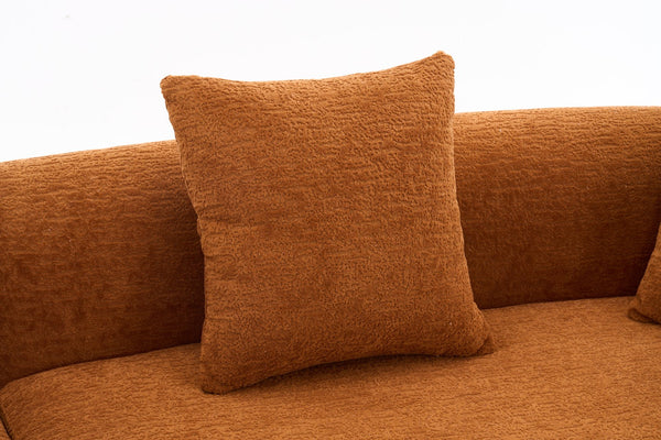 English Elm Compression Compression Sponge Sofa Curved Modular Sectional with 30D High-Density Chenille Sleeper for Cozy Apartment Living Room Comfort and Safe Rounded Design Orange W2231S00015