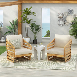 English Elm Christopher Knight Home® - Royal Wood Club Chair Set Of 2 - Elegant Indoor/Outdoor Seating With Plush Cushions & Easy Care N773P218354B2