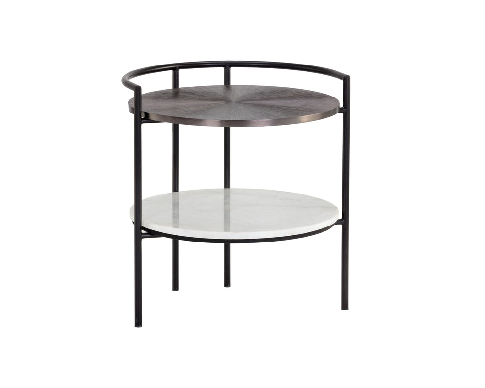 Sunpan Brighton Nightstand - Handcrafted Iron & Marble Elegance with Unique Artisanal Finish for Modern Decor