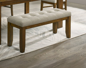 English Elm 1pc Tailored Tufted Upholstered Bench 47.6" W Soft Neutral Fabric Luxurious Comfort Modern Dining B2741P369858