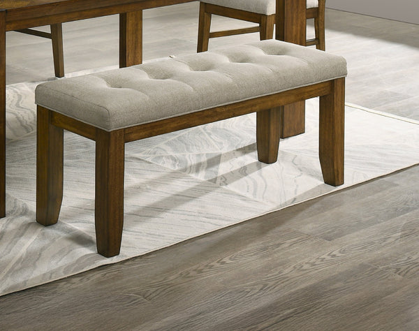 English Elm 1pc Tailored Tufted Upholstered Bench 47.6" W Soft Neutral Fabric Luxurious Comfort Modern Dining B2741P369858