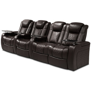 English Elm 124.4"power Reclining Sectional Nappa Leather Home Theater Rgb Led 4 Seat W3819S00105