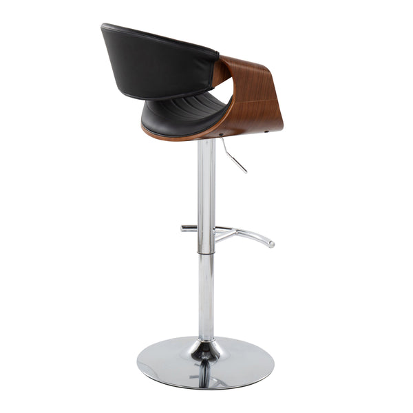 English Elm Mid-century Tufted Faux Leather Swivel Barstools with Chrome Base Set of 2 B202S01022