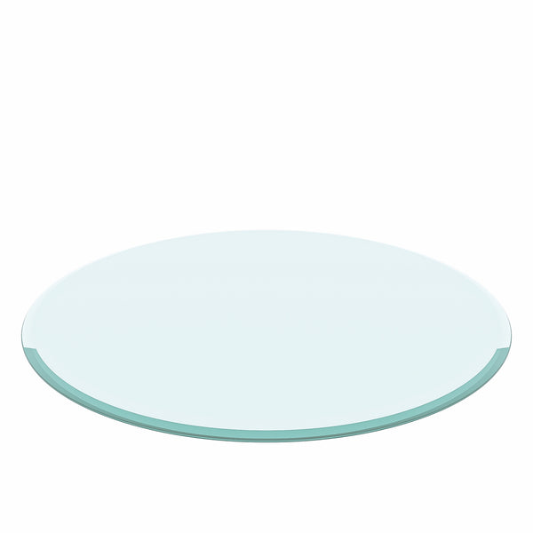 English Elm 36" Round Tempered Glass Table Top - Elegant, Durable, Beveled Edge For Home & Office Use, 2/5" Thick W241P248443