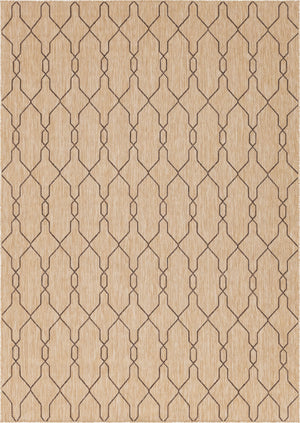 Unique Loom Outdoor Trellis Links Trellis Machine Made Trellis Rug Natural, Brown/Ivory 8' 0" x 11' 4"