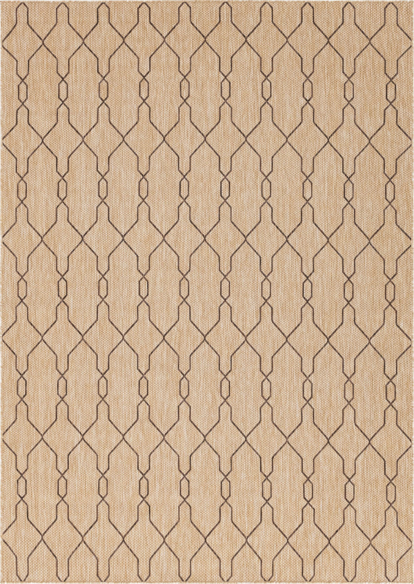 Unique Loom Outdoor Trellis Links Trellis Machine Made Trellis Rug Natural, Brown/Ivory 8' 0" x 11' 4"