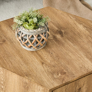 English Elm Simple Hexagonal MDF Coffee Table with Drawer, Wood Texture, Stable Anti-Slip Base, Easy Assembly, Stylish Nightstand Alternative W1151P264015