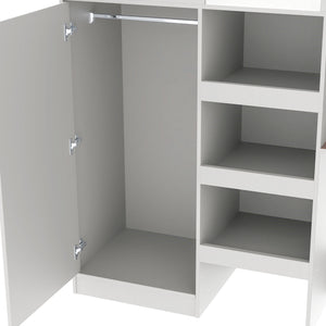 English Elm Wood Full Size Loft Bed with Built-In Wardrobe, Spacious Desk, Shelves and 3 Drawers for Storage Grey GX001819AAE