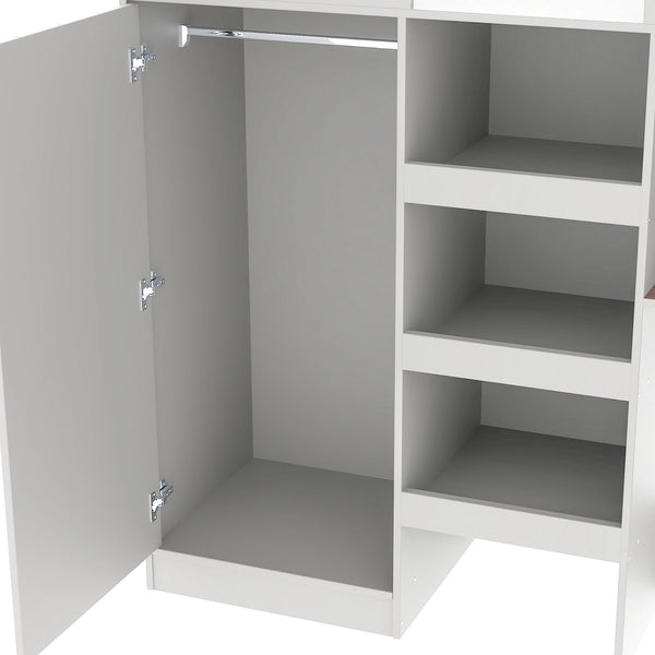 English Elm Wood Full Size Loft Bed with Built-In Wardrobe, Spacious Desk, Shelves and 3 Drawers for Storage Grey GX001819AAE