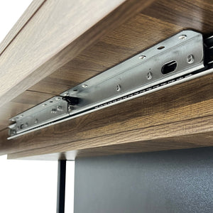 English Elm Rectangle Extendable Dining Table for 6-10 Guests, Aged Wood Look with Thick 12cm Top & Sturdy Feet Black+Brown W1347S00009