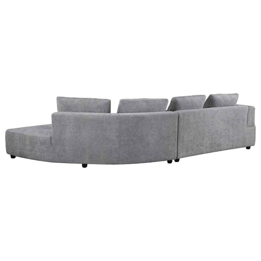 English Elm Lincoln Grey Curved Upholstered Sectional Sofa with Pillow-Back Cushions, Plush Grey Fabric Lounge B062S01310