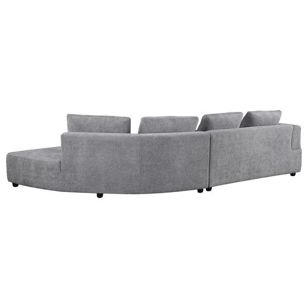 English Elm Lincoln Grey Curved Upholstered Sectional Sofa with Pillow-Back Cushions, Plush Grey Fabric Lounge B062S01310