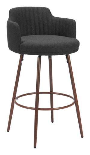 Kono Swivel Barstool - Set of 2 Black & Walnut 110374 Zuo Modern