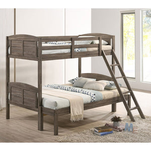 English Elm Wiley Rustic Weathered Brown Twin-Over-Full Bunk Bed With Ladder - Perfect For Cozy Spaces B062S00983-GIGA
