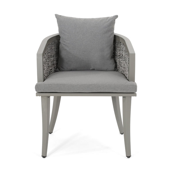 English Elm Christopher Knight Home® - PEBBLE Chair Gray PE Rattan Lounge with Iron Frame and Waterproof Cushion — Stylish Compact 30x18.6" 67847.00GRY