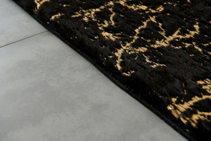 English Elm Luxury Black And Gold-Gilded Chinchilla Faux Fur Area Rug - Machine Washable, Plush Comfort & Style B030P233679