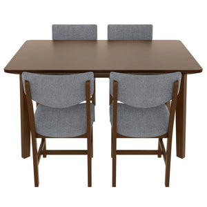 English Elm Rustic Farmhouse Five Piece Dining Set Rubberwood Legs Upholstered Chairs for Kitchen Walnut N752S000089D