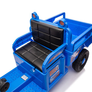 English Elm 12v Kids Electric Cargo Trike with Led Lights Wide Seat Anti-slip Wheels Toddler Ride On Blue W1578P336050