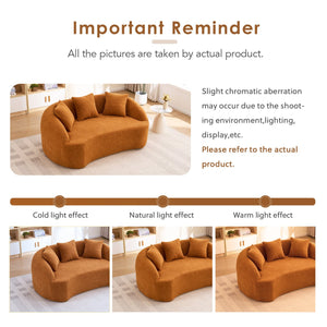 English Elm Ly-049s Curved Chenille Loveseat with Boneless Frame for Modern Living Spaces Orange W2231P402439