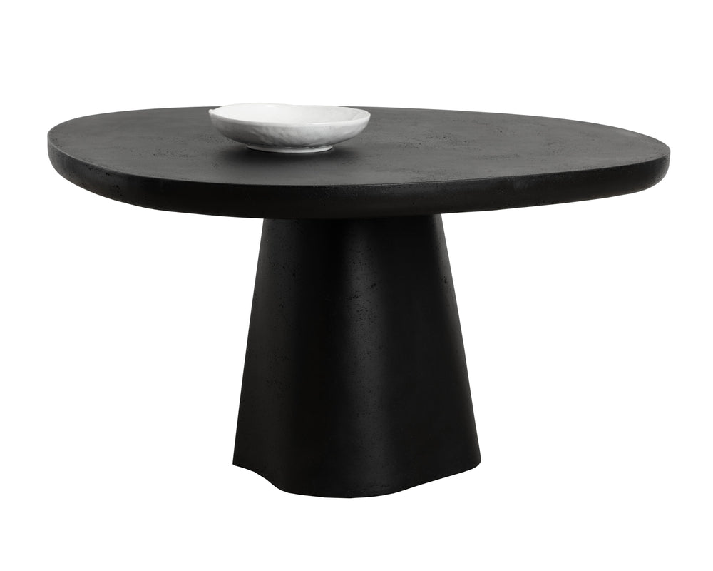 Sunpan Celica Dining Table - Contemporary Asymmetrical Design In Matte Finish For Indoor & Outdoor Elegance Black Concrete 111948