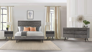 English Elm Makena Six Drawer Acacia Wood Dresser with Honeycomb Relief Sculpted Gray Finish B2736P464858