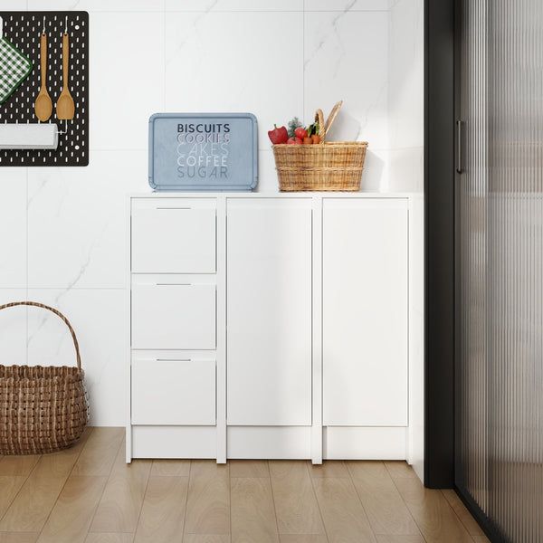 English Elm 36" Modular Plywood Storage Cabinet Glossy White Soft Close Doors for Bathroom or Bedroom W999S00521