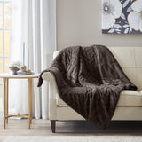 Madison Park Arctic Casual Ultra Plush Down Alternative Throw BASI50-0415 Chocolate