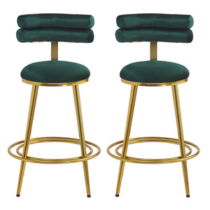 English Elm Christopher Knight Home® - 27.65'' 27.65" Modern Counter Stools Set of 2 with Luxurious Velvet Upholstery, Ergonomic Curved Back, Iron Frame & Footrest Dark Green N780P194940E