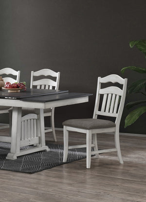 English Elm Contemporary Distressed Antique White Ladderback Dining Chairs with Padded Upholstered Seat, Set of 2 B011P251644