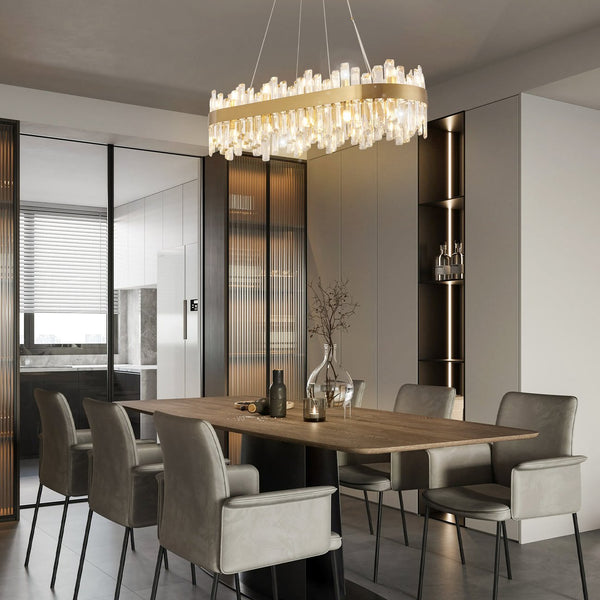 English Elm 36-Inch Modern Luxury Gold Crystal Chandelier with 24 Lights, Adjustable Height, Brass Frame, Elegant Centerpiece W2869P218651