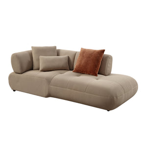 English Elm Carrick 3‑Piece Beige Sandwich Mesh Sectional Sofa with Ottoman — Chenille Accents, KD Legs, Foam Comfort B2726S00395