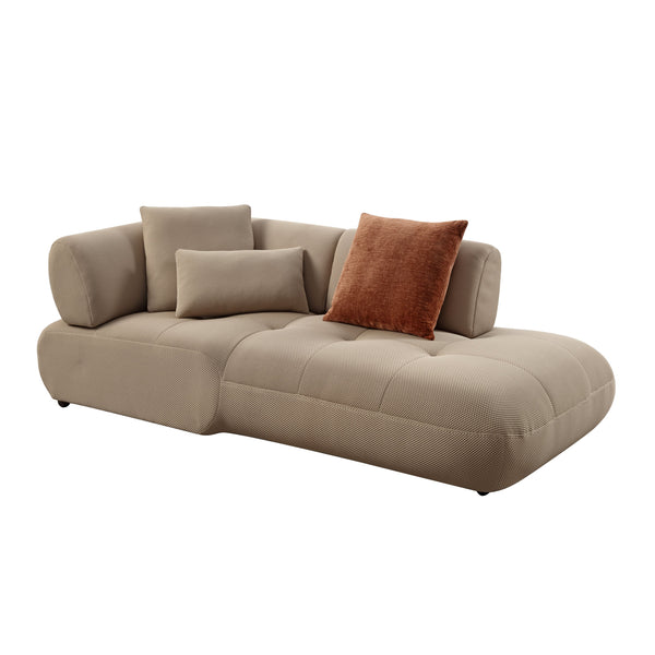 English Elm Carrick 3‑Piece Beige Sandwich Mesh Sectional Sofa with Ottoman — Chenille Accents, KD Legs, Foam Comfort B2726S00395