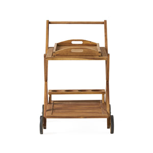 English Elm Christopher Knight Home® - RIVIERA Acacia Wood Bar Cart with Wheels – Natural Stain, Mobile Entertaining Station & Storage Organizer 56134.00