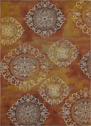 Unique Loom Outdoor Modern Trio Machine Made Geometric Rug Rust Red, Gold/Gray/Silver 8' 0" x 11' 4"