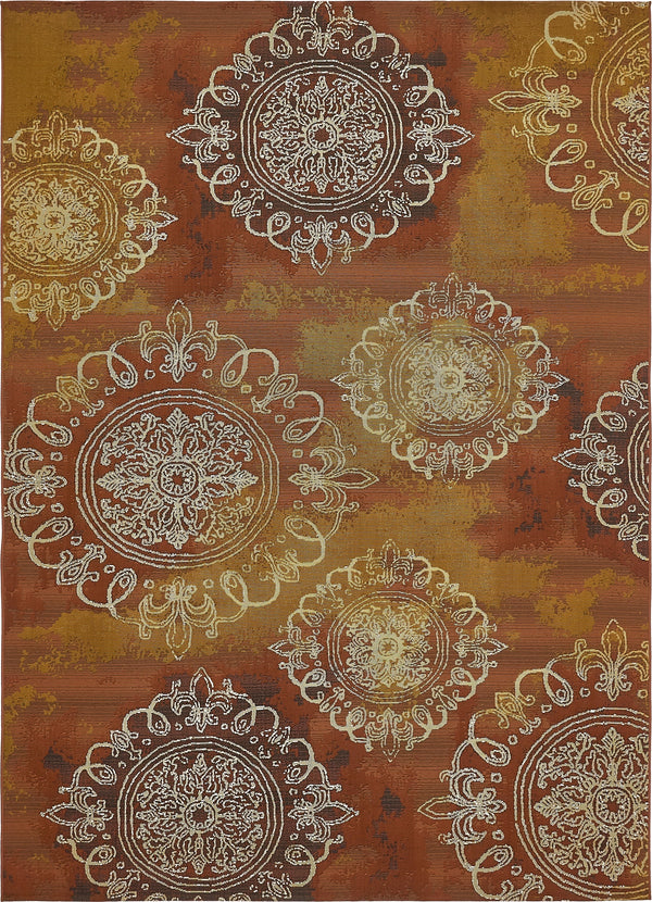 Unique Loom Outdoor Modern Trio Machine Made Geometric Rug Rust Red, Gold/Gray/Silver 8' 0" x 11' 4"