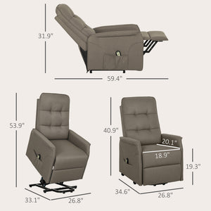 English Elm Fabric Power Lift Recliner Chair with Tufted Linen Feel Upholstery and Side Storage Pocket Coffee T3971P412407