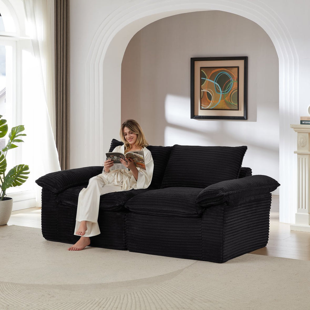 English Elm Modern Corduroy Modular Cloud Sofa Plush Sectional for Living Room Apartment Lounge W3396P388627