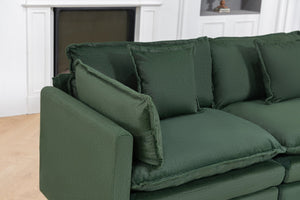 English Elm Modern Chenille Sectional Sofa with Ottoman Modular Layout for Spacious Living Rooms Antique Green W2530S00019