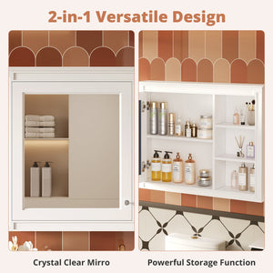 English Elm 36'' Modern Medicine Cabinet Wall Mounted Mirror with Adjustable Shelf, MDF Durable Storage, White N710P322791K
