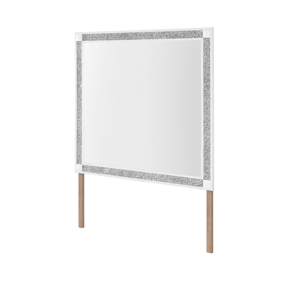English Elm Soulmarie Large Contemporary Mirror with Sleek Wood Frame, Glitter Accents & Sturdy Dresser Connect White 40.75 L x 3.15 W x 39.37 H B201P410799
