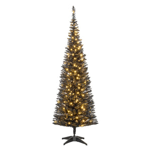 English Elm Homcom 5' Pre-Lit Slim Noble Fir Christmas Tree With 160 Warm White Leds - Ideal Space-Saving Decor W2225P249656