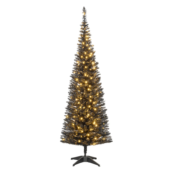 English Elm Homcom 5' Pre-Lit Slim Noble Fir Christmas Tree With 160 Warm White Leds - Ideal Space-Saving Decor W2225P249656