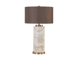 Sunpan Apollolina Table Lamp - Modern Elegance In Hand-carved Italian Marble With Grey Linen Shade Grey Fabric 112418