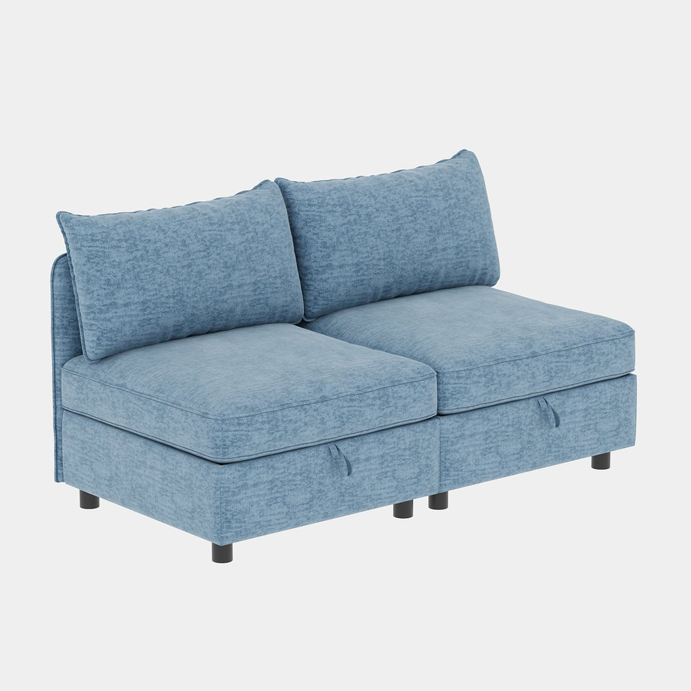English Elm Modular Sectional Sofa With Storage - Convertible & Customizable Sleeper Set In Elegant Antique Blue W680S00018