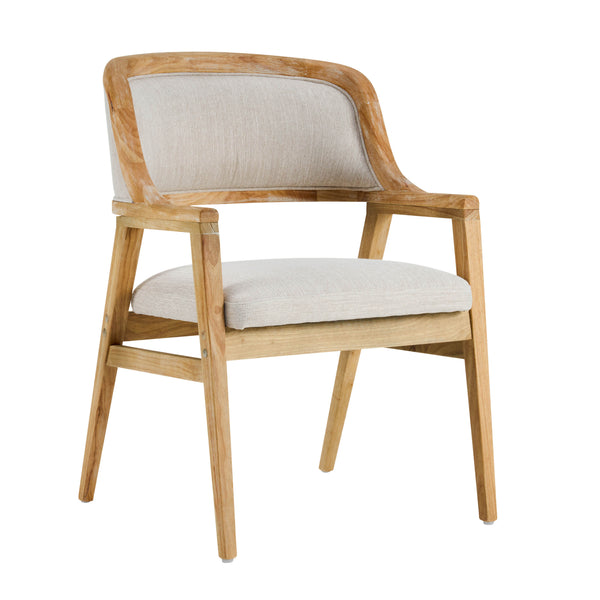 English Elm Mid-century Modern Upholstered Dining Arm Chairs with Rubberwood Frame Set of 2 Beige,Natural N768P382497N