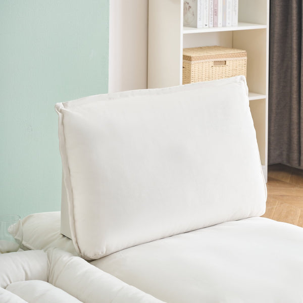 English Elm 104-inch pumpkin flannel three-seater sofa with storage cabinet, cup holders, adjustable backrest, comfy modern design Beige W1658S00096